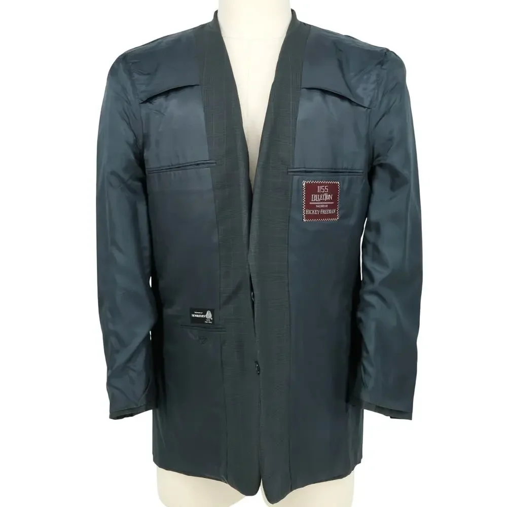 Hickey Freeman Sport Coat Mens 41R Gray Windowpane Plaid Wool Jacket Blazer Vtg